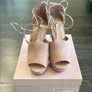 JustFab Blush Open-Toe Sandals (5 inch)